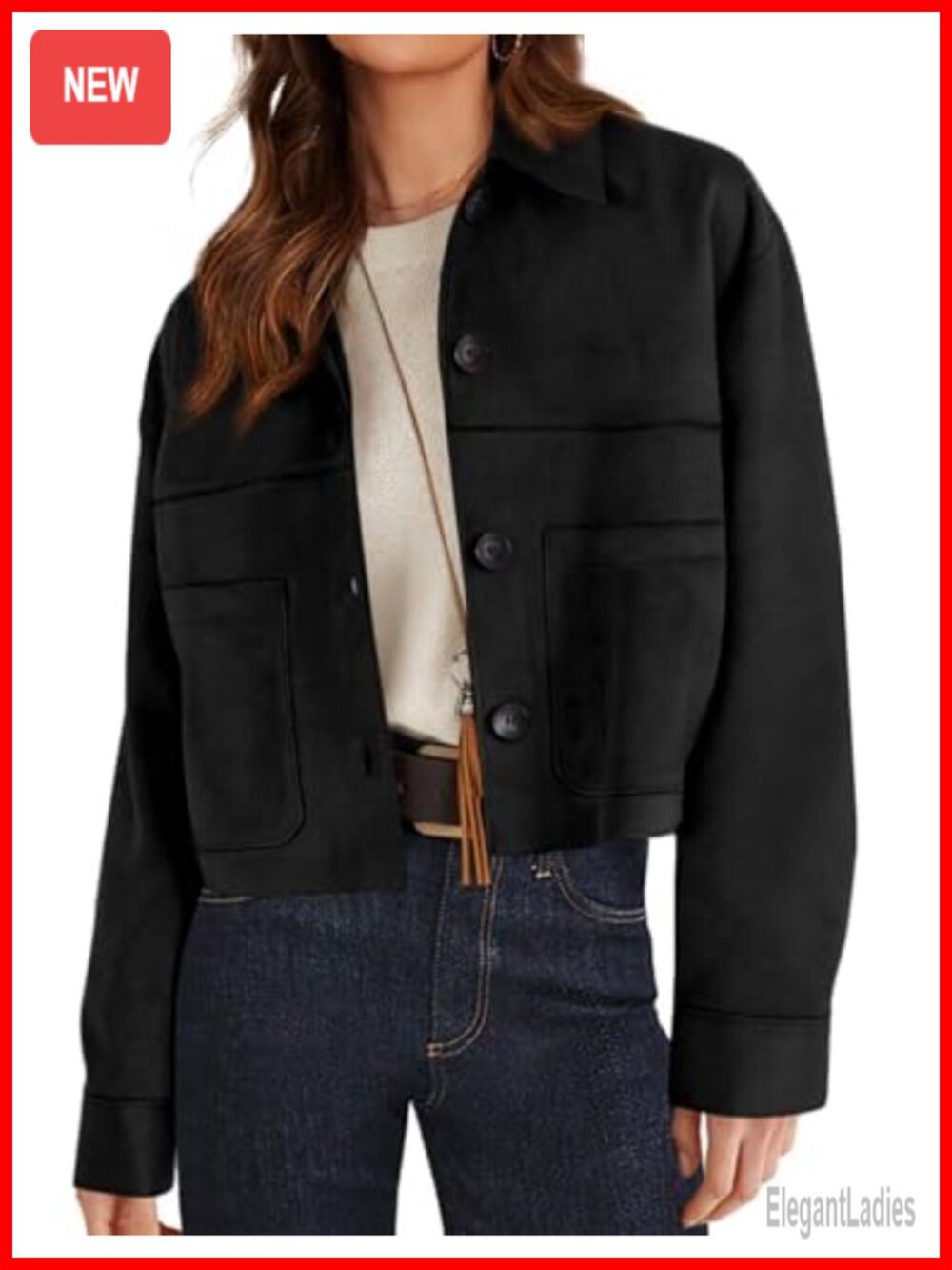 Faux Suede Shacket Cropped Lightweight Casual Jacket
